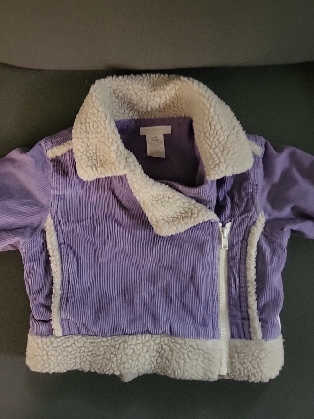 ROOTS Lavender Corduroy Sherpa-Lined Kids Puffer Jacket 6 To 12 Months